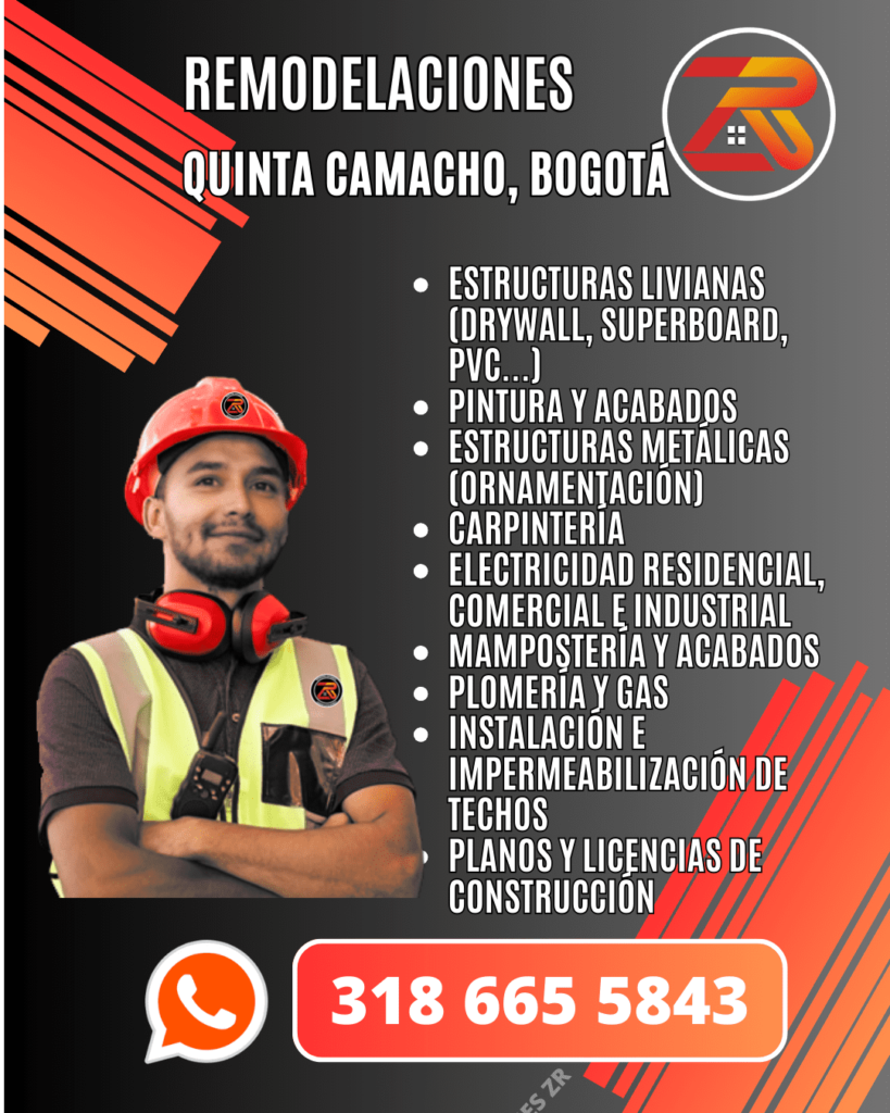 REMODELACIONES EN QUINTA CAMACHO, BOGOTÁ, CHAPINERO. Remodelaciones ZR